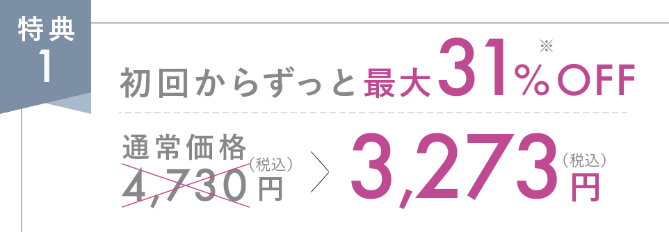 特典1 初回からずっと31%OFF※ 税込3,273円